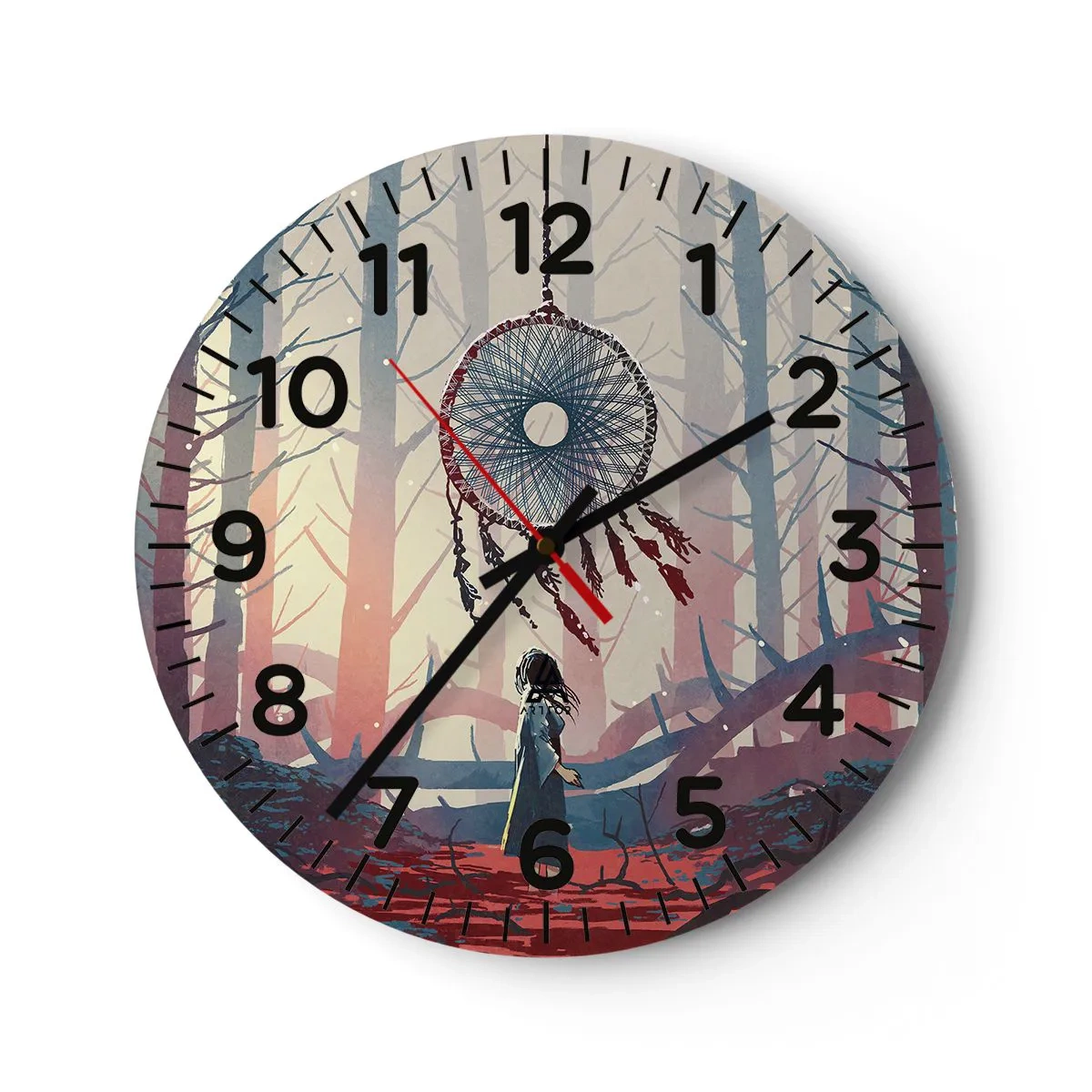 Wall clock - Clock on glass - Mysterious Ritual of Life - 30x30 cm