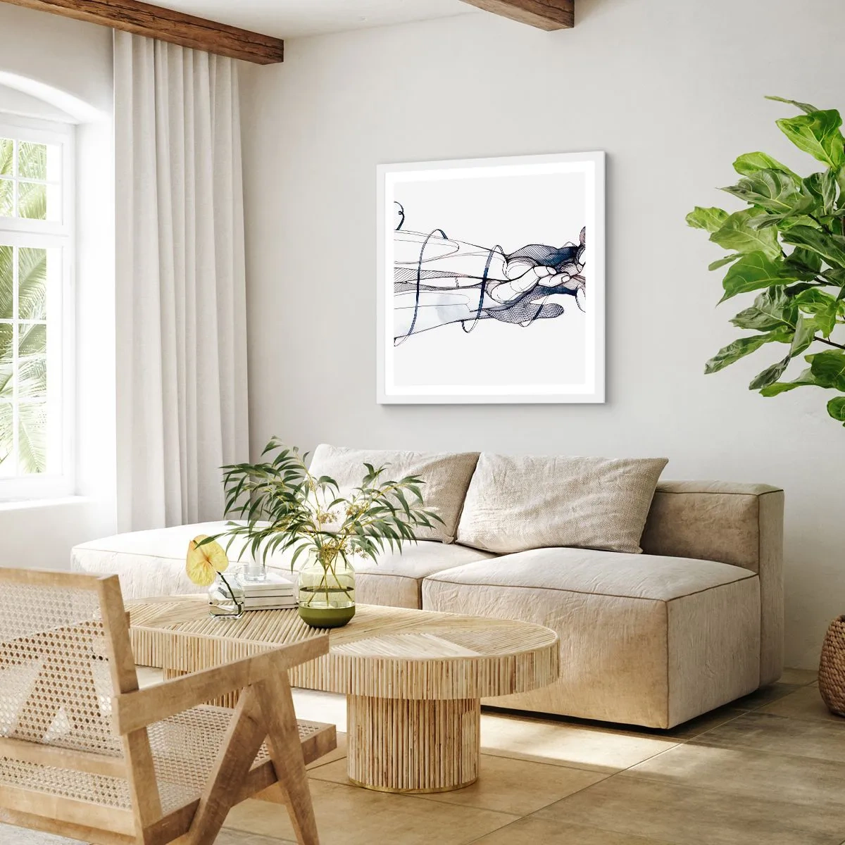 Poster in white frmae - Study of Touch - 50x50 cm