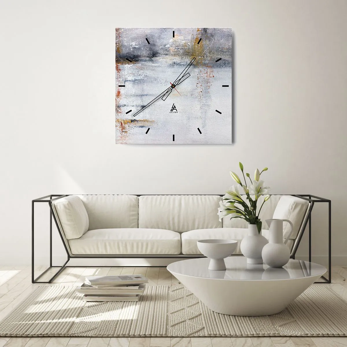 Wall clock - Clock on glass - Behind a Curtain of Air - 30x30 cm