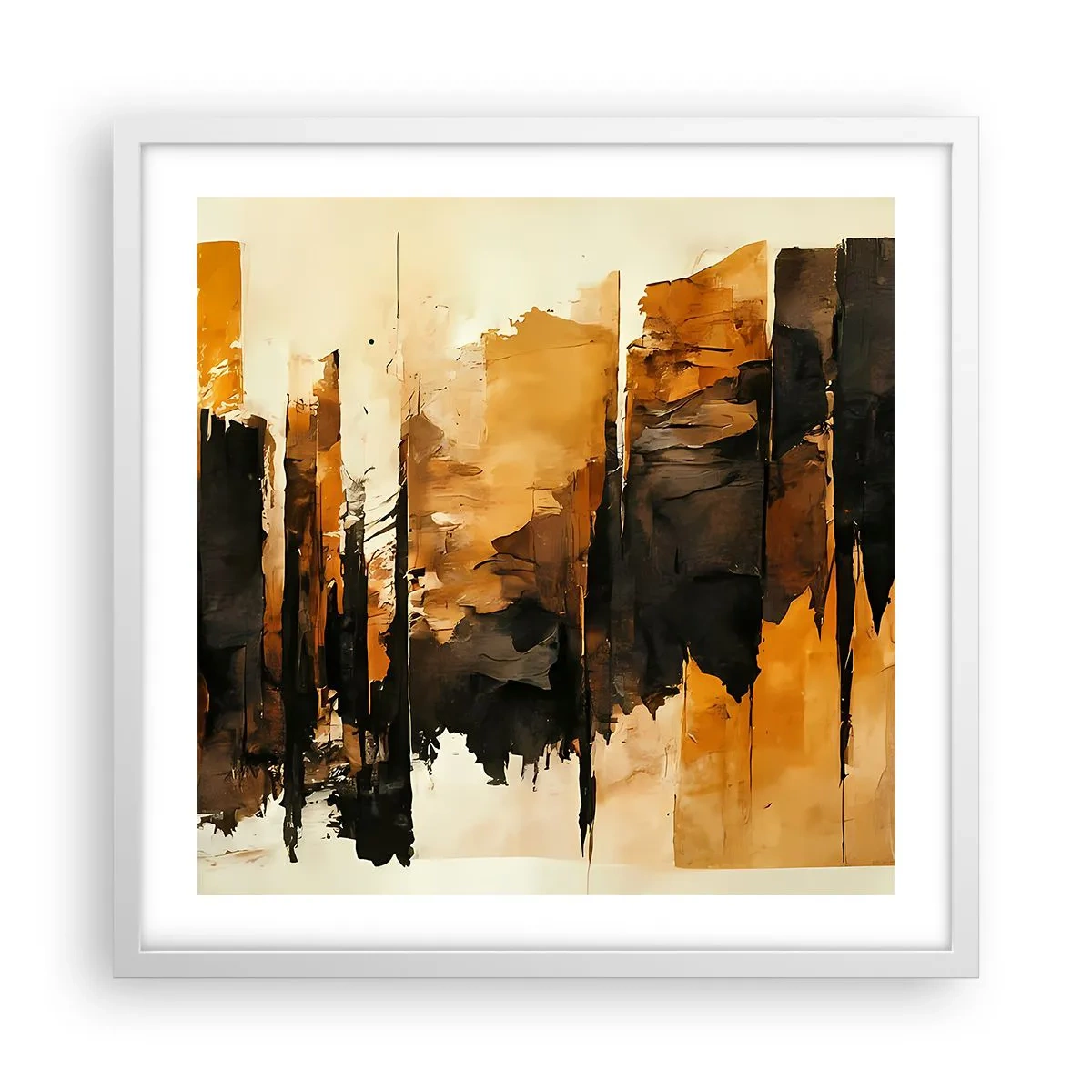 Poster in white frmae - Harmony of Black and Gold - 50x50 cm