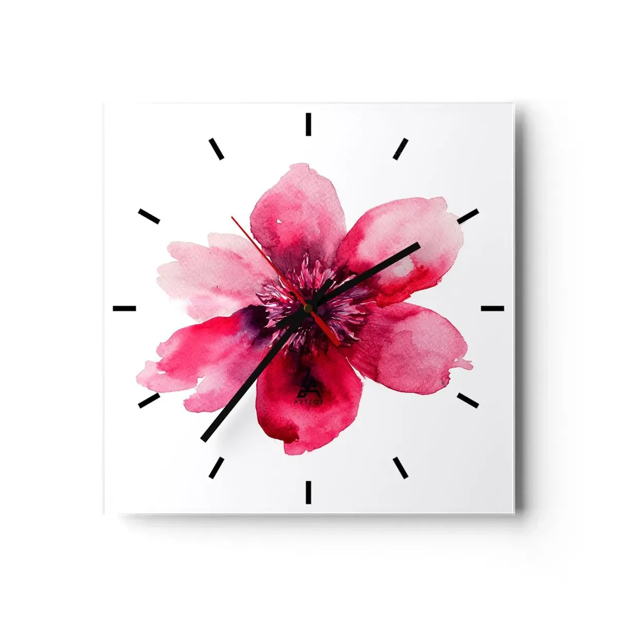 Wall clock - Clock on glass - Carmine, Fragrant Kiss - 30x30 cm