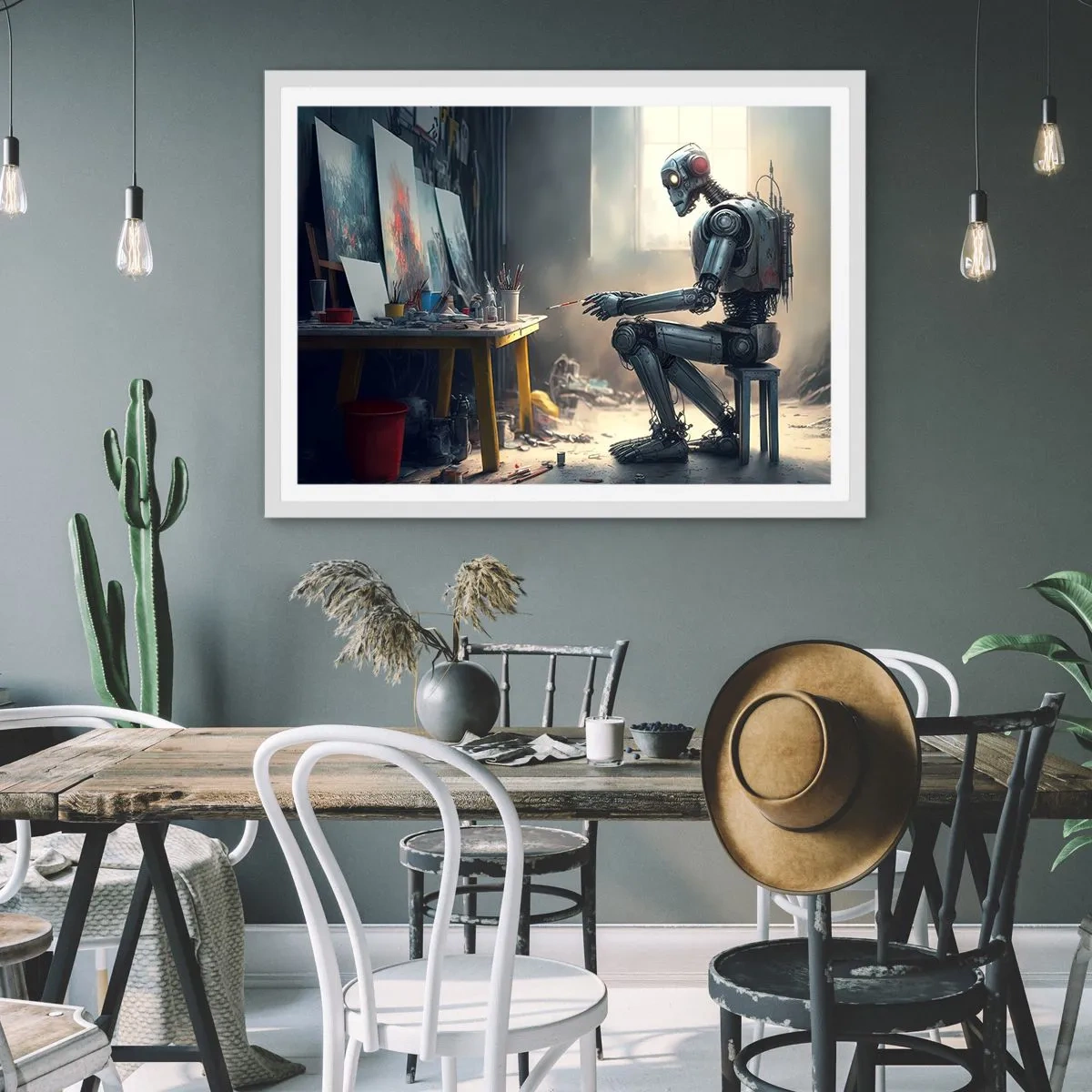 Poster in white frmae - Act of Creation - 50x40 cm