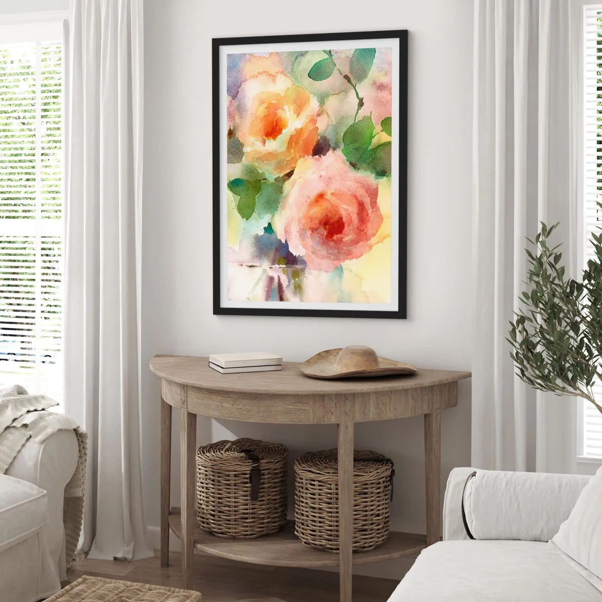 Poster in black frame - Delicate Like Watercolour - 70x100 cm