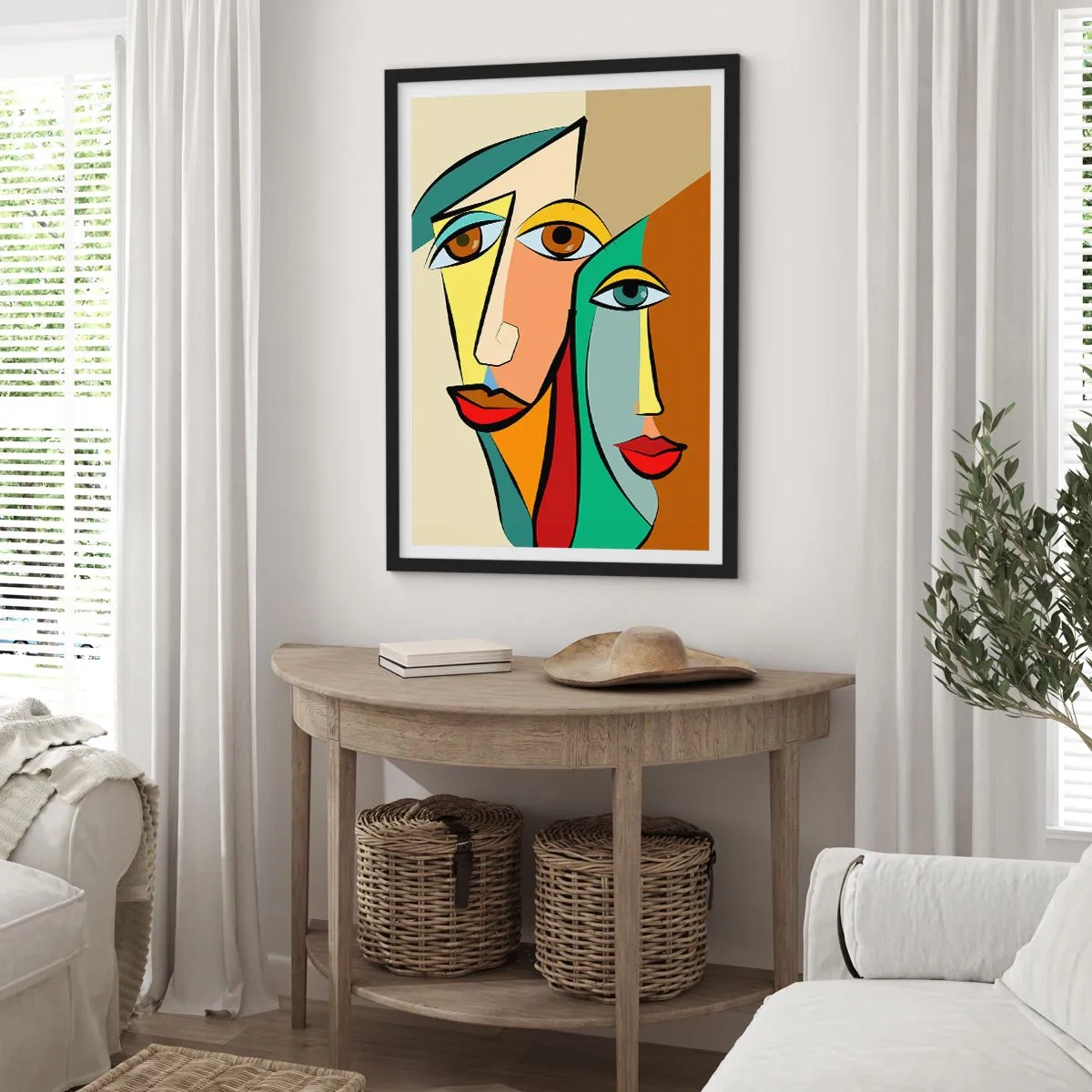 Poster in black frame - Cubist Couple - 40x50 cm