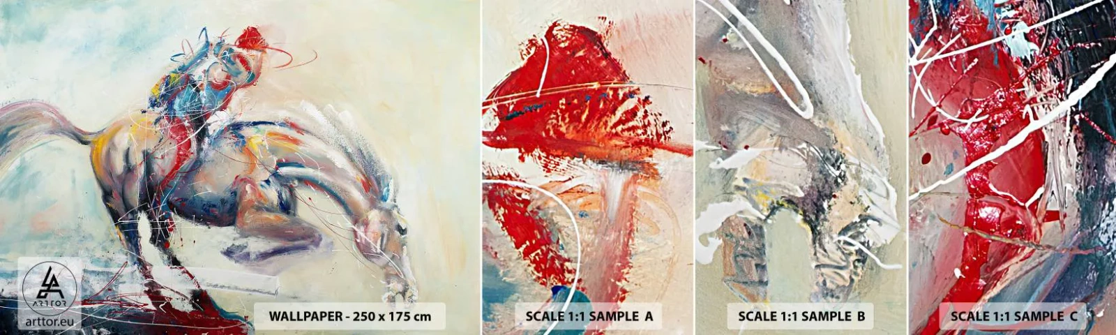 Photo Wallpaper Sample Self-Adhesive Deluxe Sticker - Hold on Tight, We Are Flying - Animals, Horse, Rider - 100x30 cm