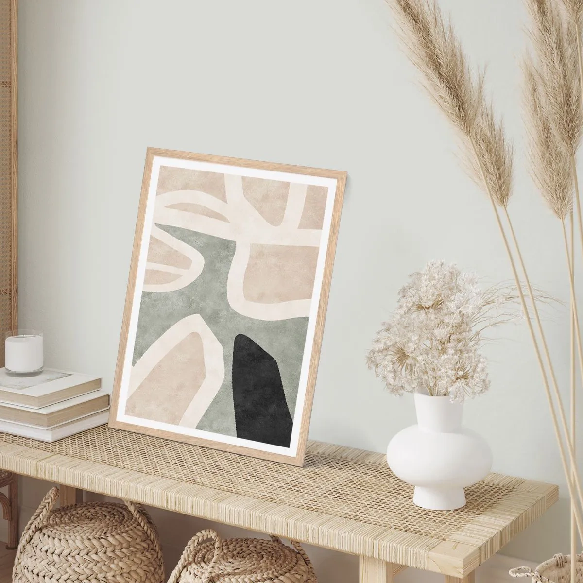 Poster in light oak frame - Composition with a Black Motif - 50x70 cm