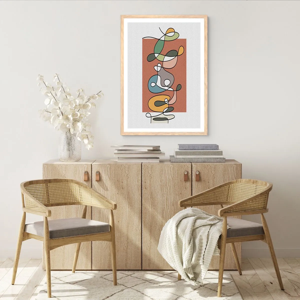 Poster in light oak frame - Abstract: Colourful Dance - 40x50 cm