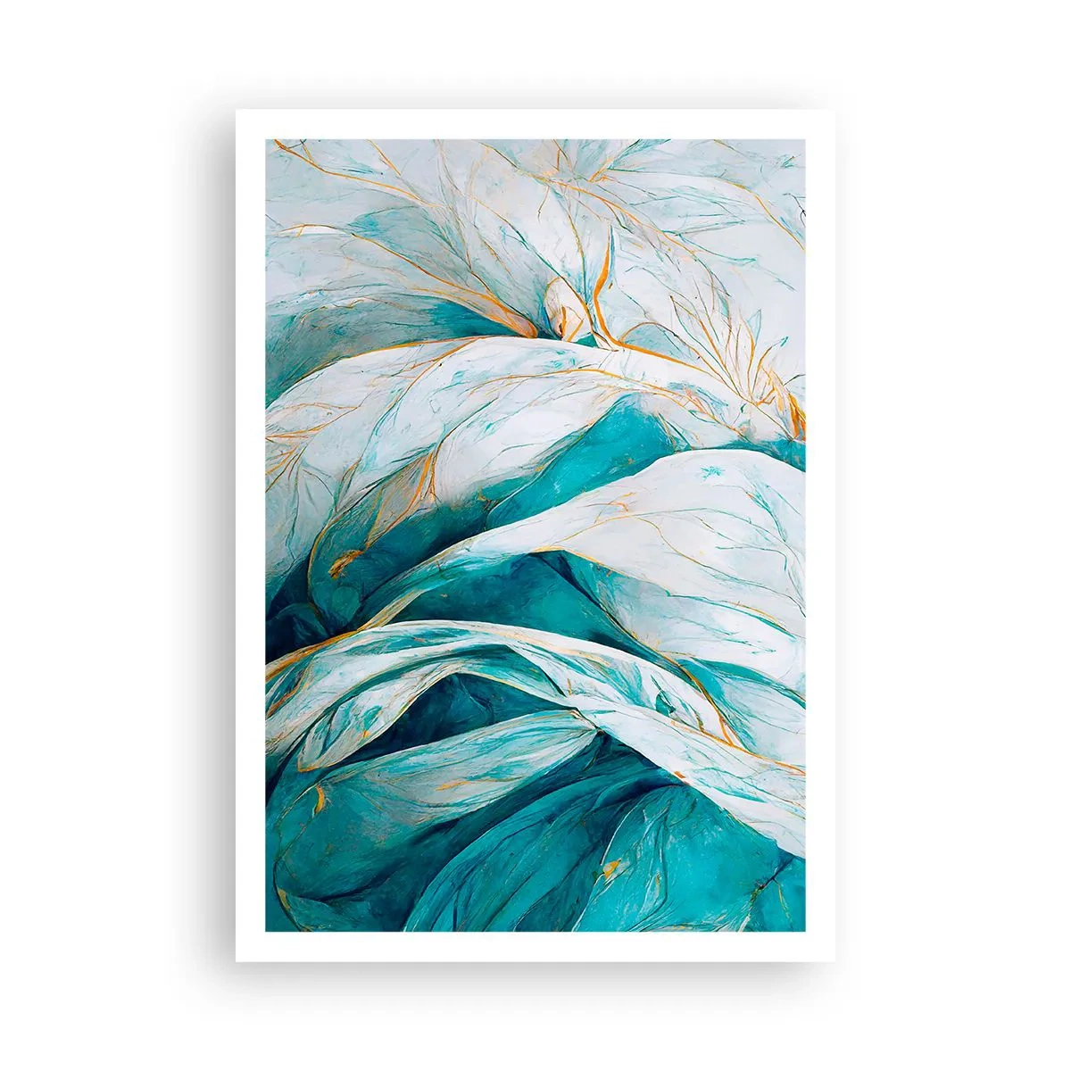 Poster - Blue Abstract with a Golden Motif - 70x100 cm