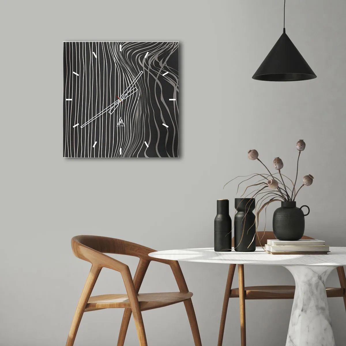 Wall clock - Clock on glass - Rhythm and Accent - 30x30 cm