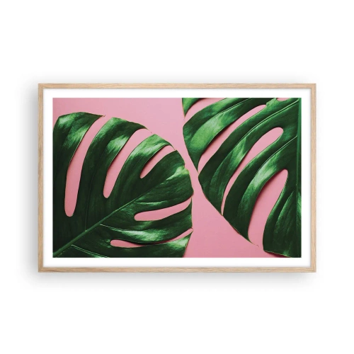 Poster in light oak frame - Green Rendezvous - 91x61 cm