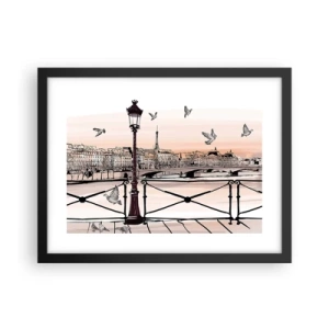 Poster in black frame - Over the Roofs of Paris - 40x30 cm