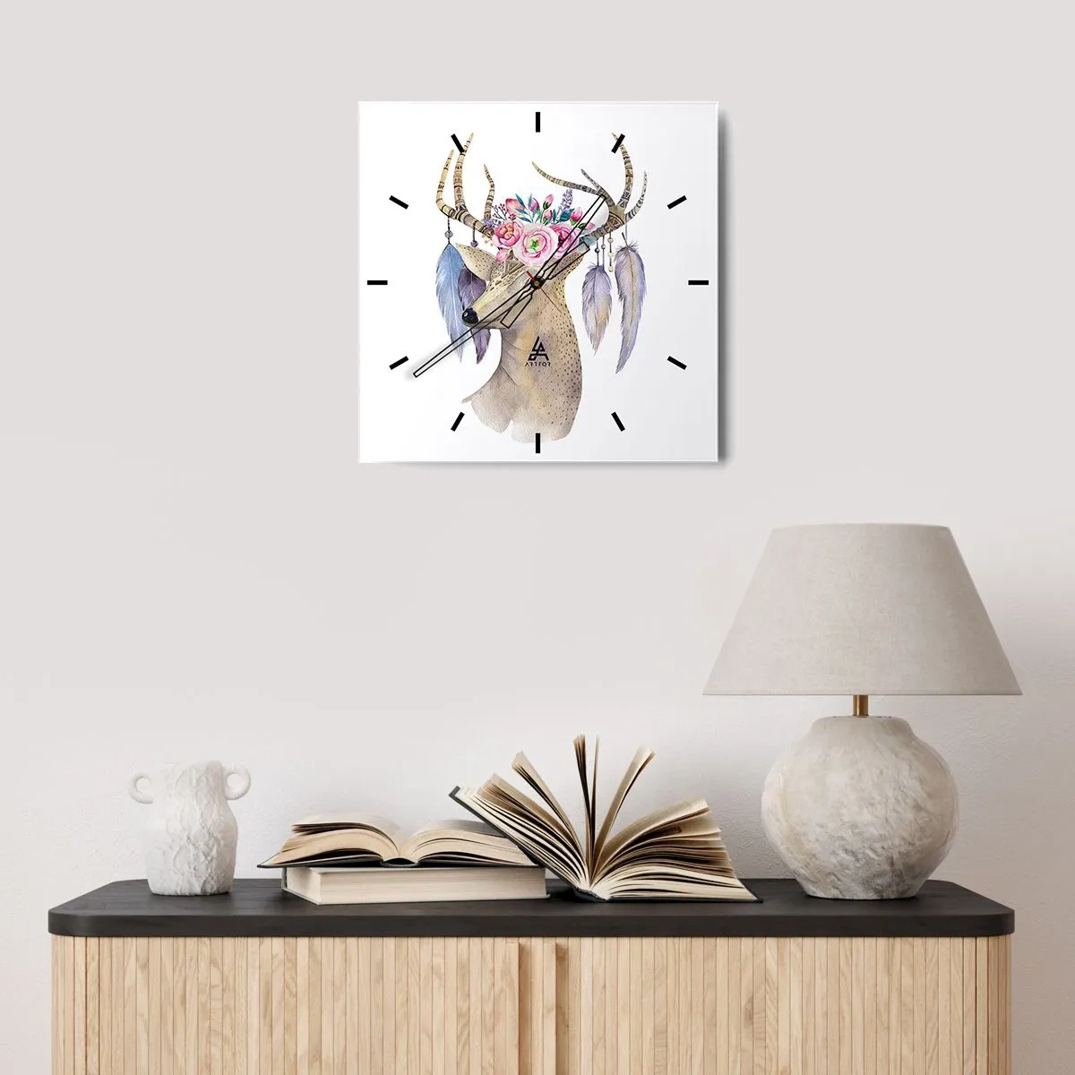 Wall clock - Clock on glass - Guide of the Soul - Gentle, Innocent - 40x40 cm