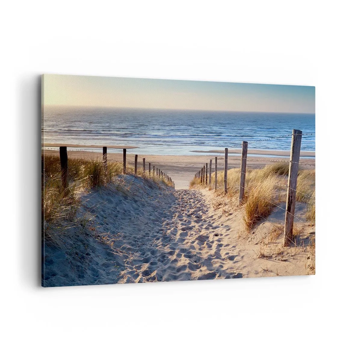 Canvas picture - Sound of the Sea, Singing of the Birds, Wild Beach among Grass - 120x80 cm