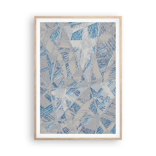 Poster in light oak frame - In Blue and Grey Maze - 70x100 cm