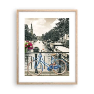 Poster in light oak frame - Colour of a Street in Amsterdam - 40x50 cm