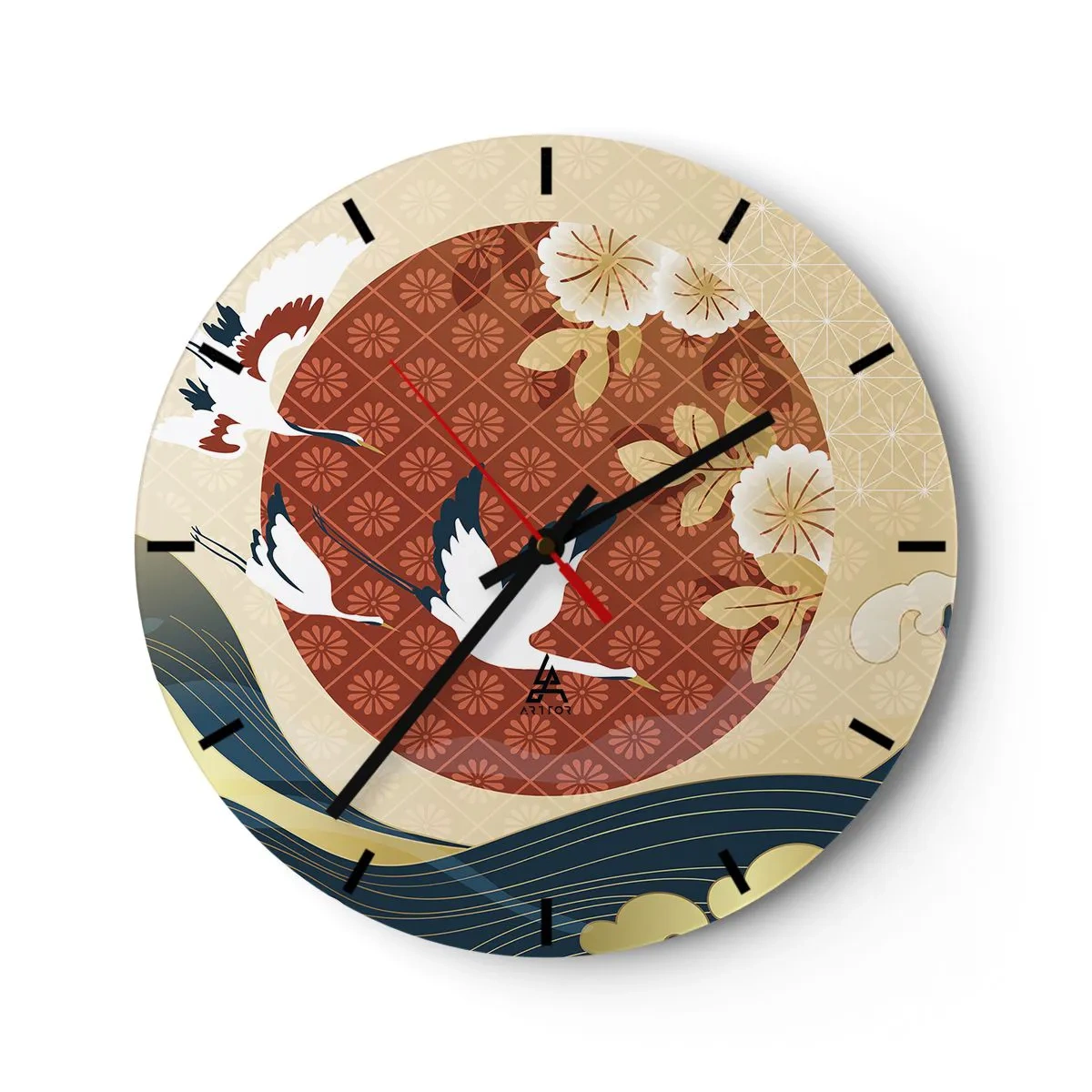 Wall clock - Clock on glass - Japanese Tale - 40x40 cm