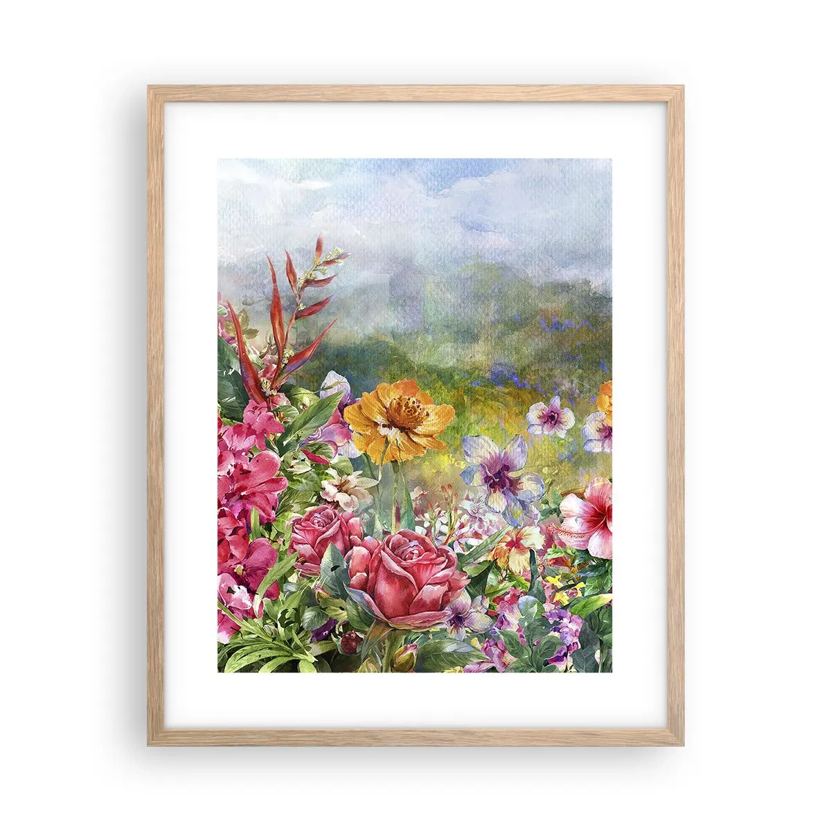 Poster in light oak frame - Garden which Went Crazy - 40x50 cm