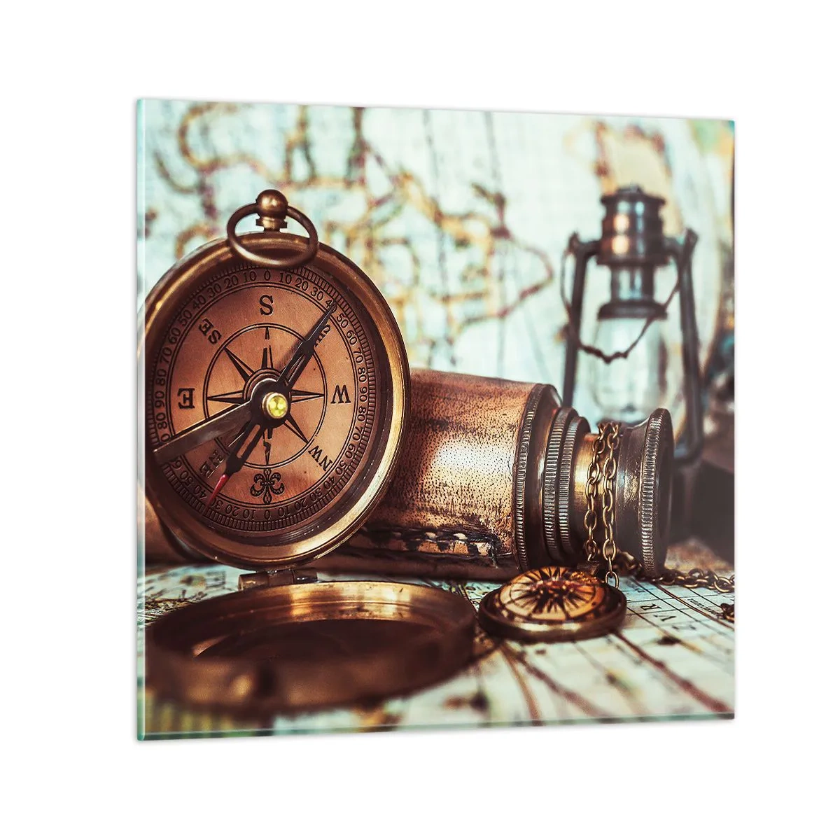 Glass picture - Pirate Adventure in the Caribbean - 30x30 cm