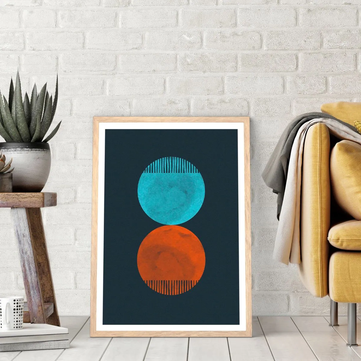 Poster in light oak frame - Only Geometry? - 61x91 cm