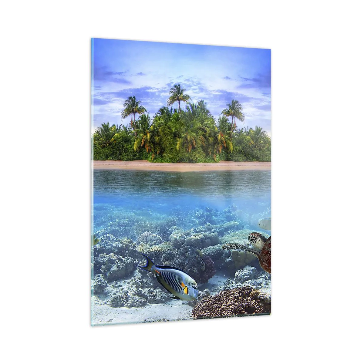 Glass picture - Heavenly Island Invites You - 50x70 cm
