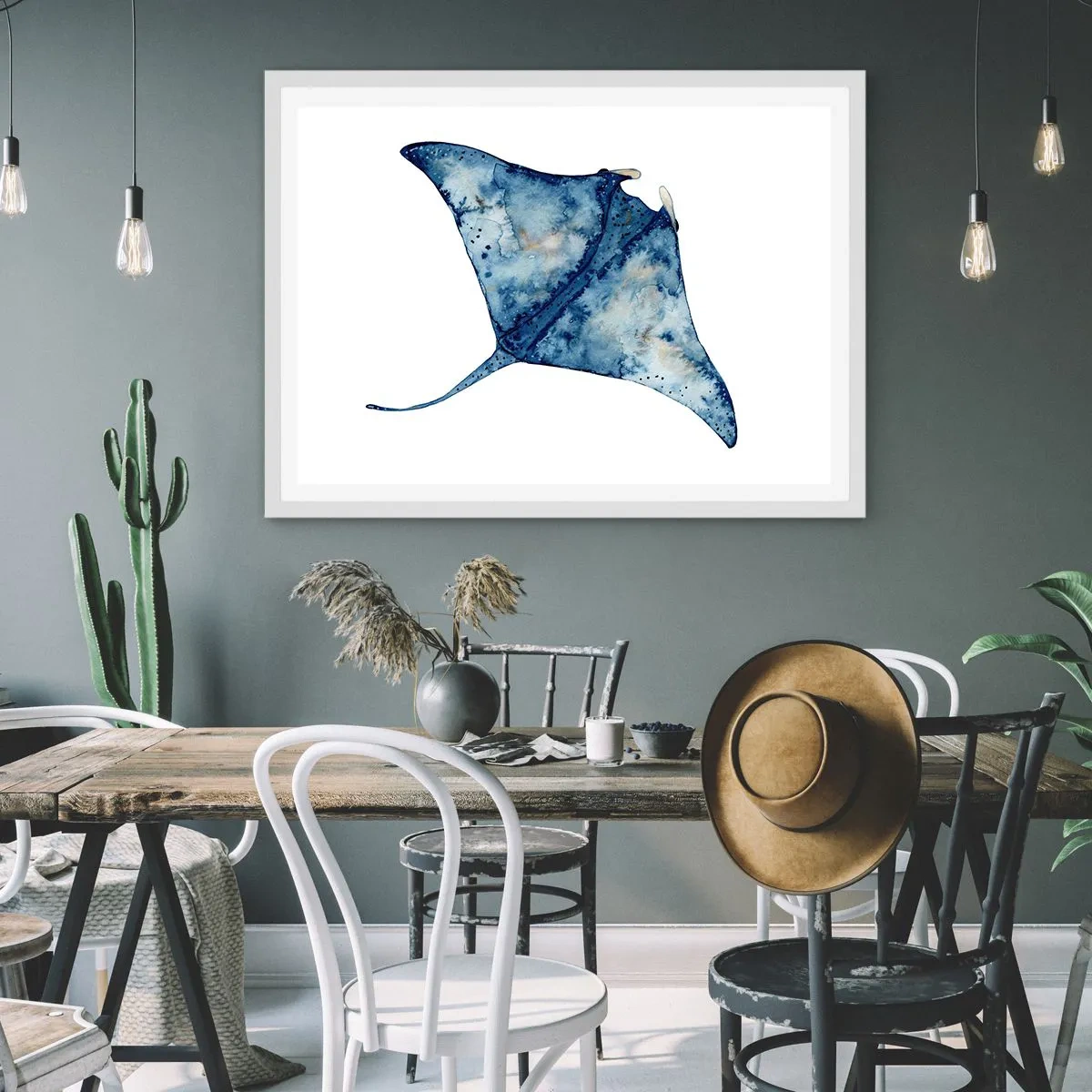 Poster in white frmae - Life In Blue - 40x30 cm