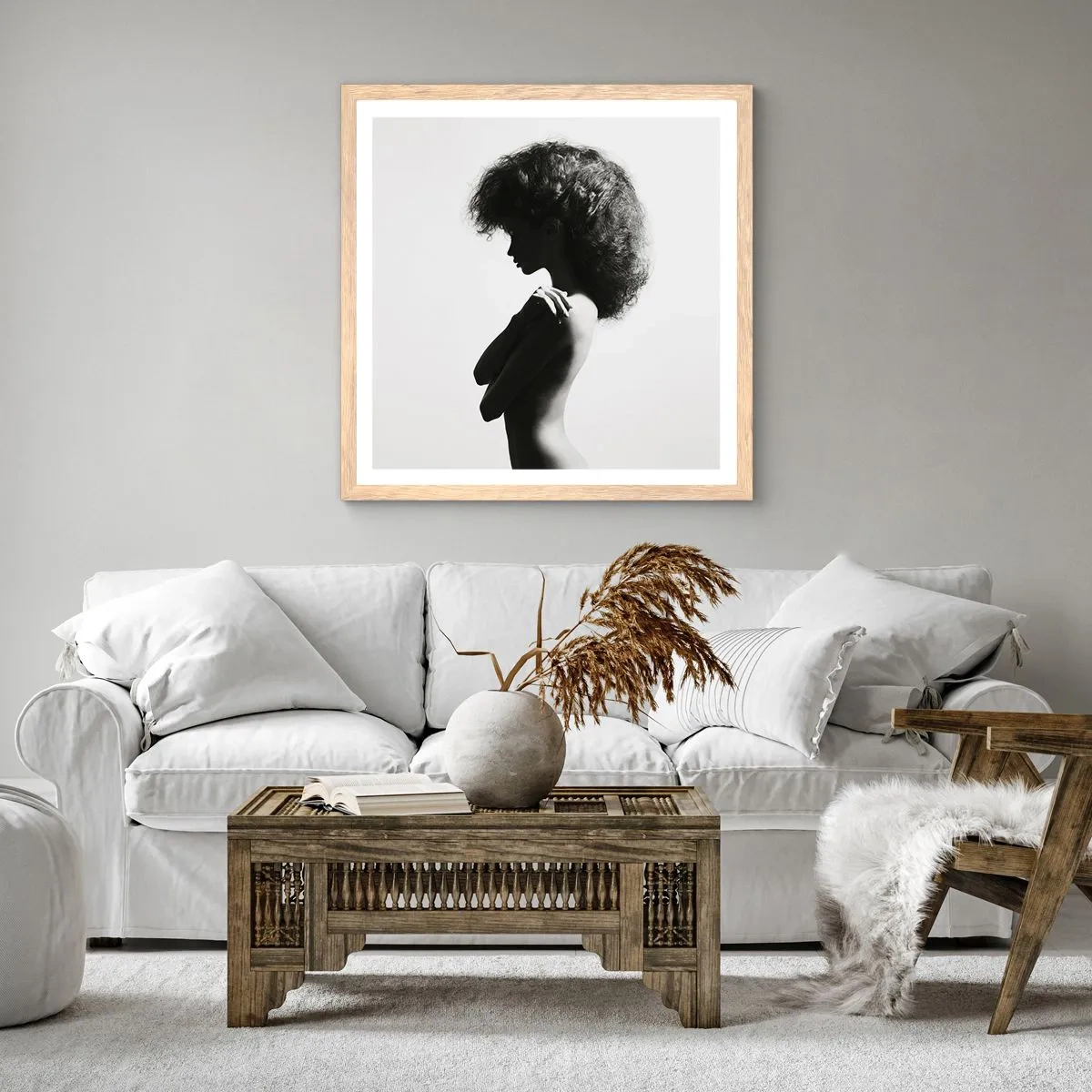 Poster in light oak frame - Like a Flower on a Thin Stem - 30x30 cm