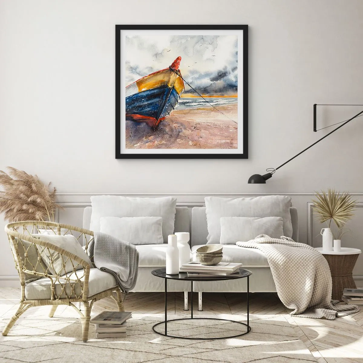 Poster in black frame - Rest On the Shore - 50x50 cm