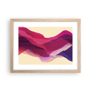Poster in light oak frame - Waves of Purple - 40x30 cm