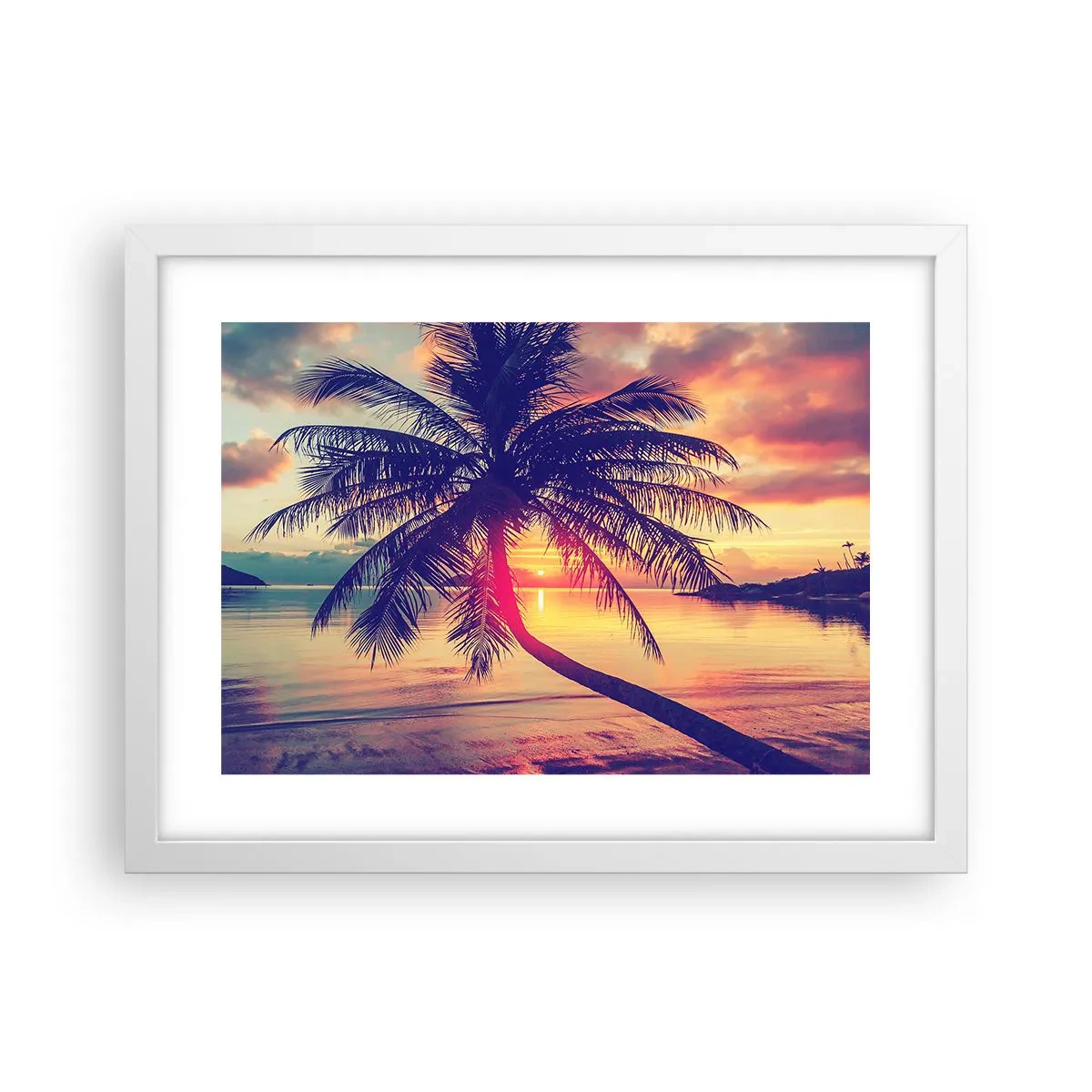 Poster in white frmae - Evening under the Palm Trees - 40x30 cm