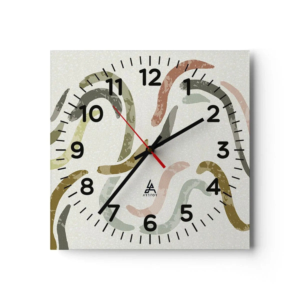 Wall clock - Clock on glass - Cheerful Dance of Abstraction - 40x40 cm