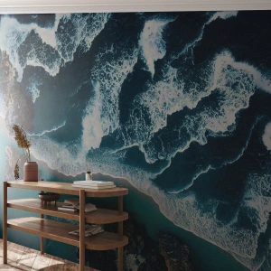 Photo Wallpaper Premium Sand - Envelopped by Waves - Cliff, Sea, Nature - 300x210 cm