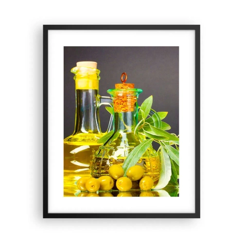 Poster in black frame - Still Life with Olives and Olive Oil - 40x50 cm