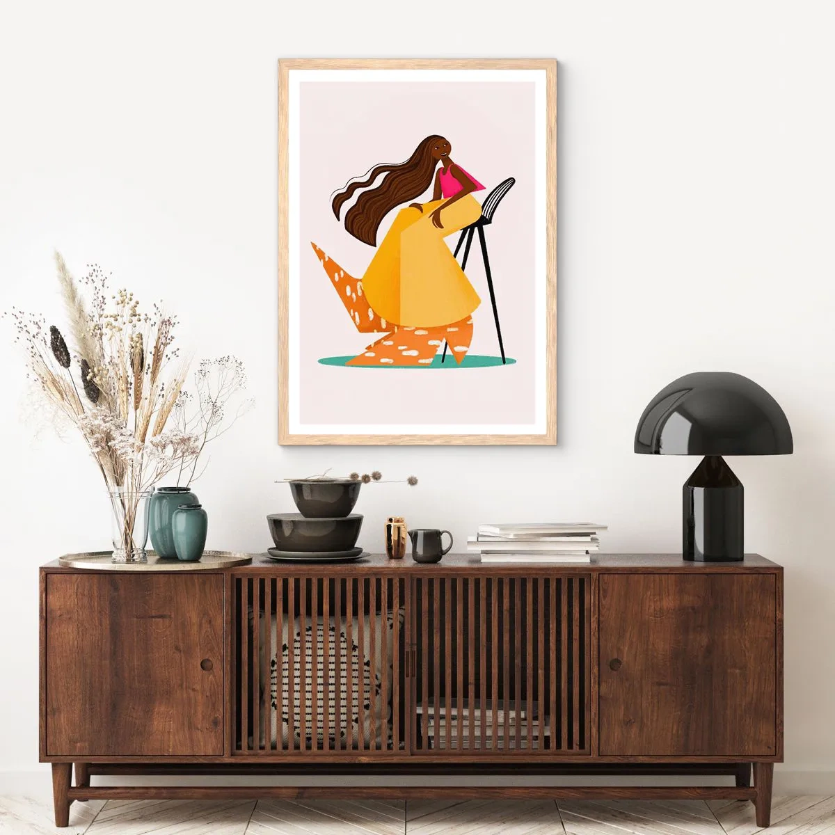 Poster in light oak frame - Fashion Is Also Fun - 30x40 cm