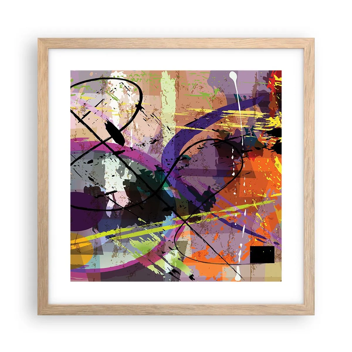 Poster in light oak frame - Straight Ahead or Around - 40x40 cm