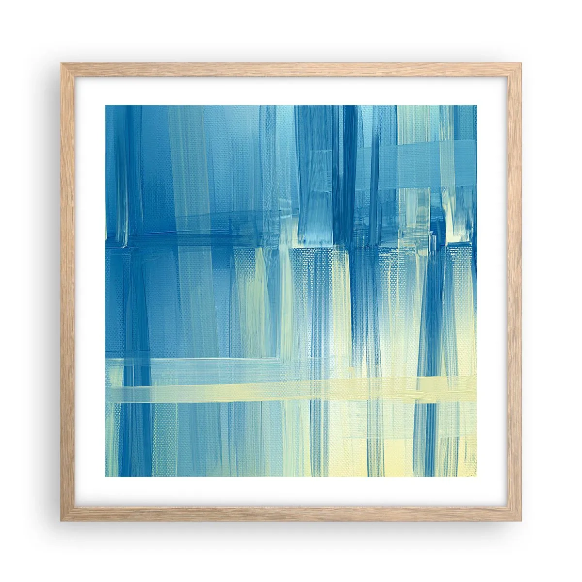 Poster in light oak frame - Composition In Turquoise - 50x50 cm