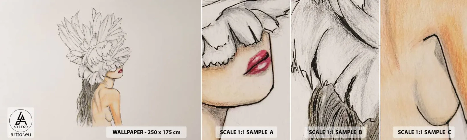 Photo Wallpaper Sample Standard Eco - Crowned Beauty - Abstraction, Woman, Body - 100x30 cm