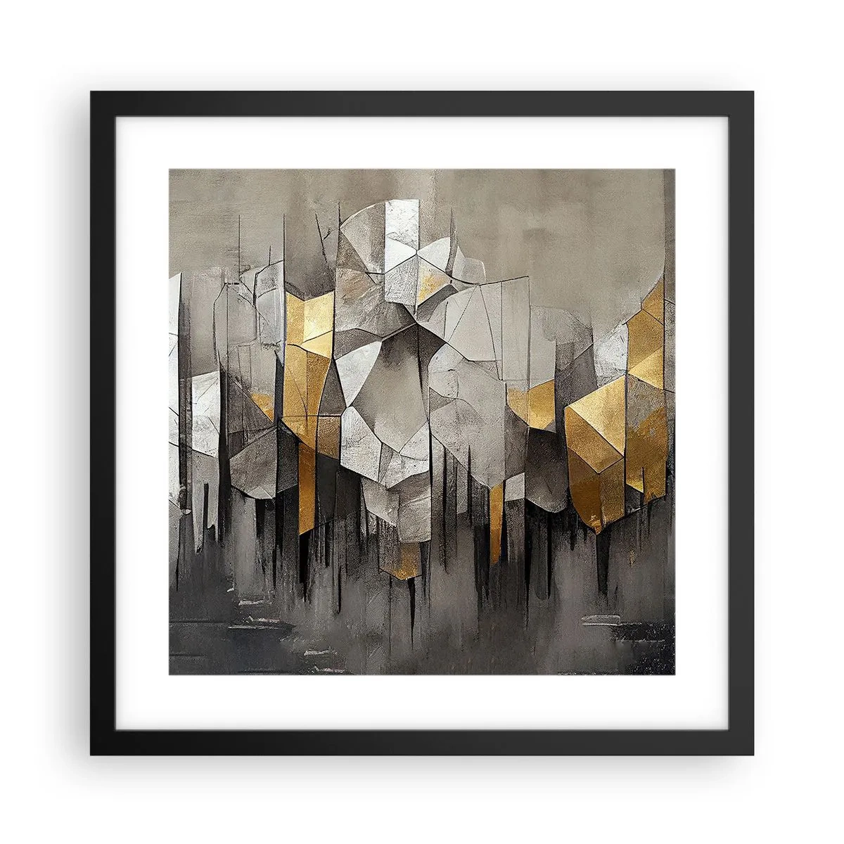 Poster in black frame - Composition of Ice and Light - 40x40 cm