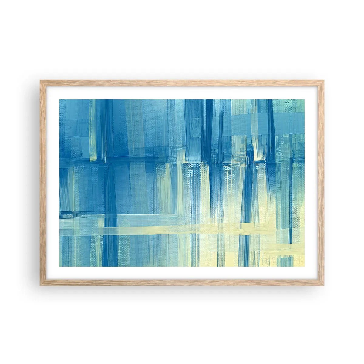 Poster in light oak frame - Composition In Turquoise - 70x50 cm