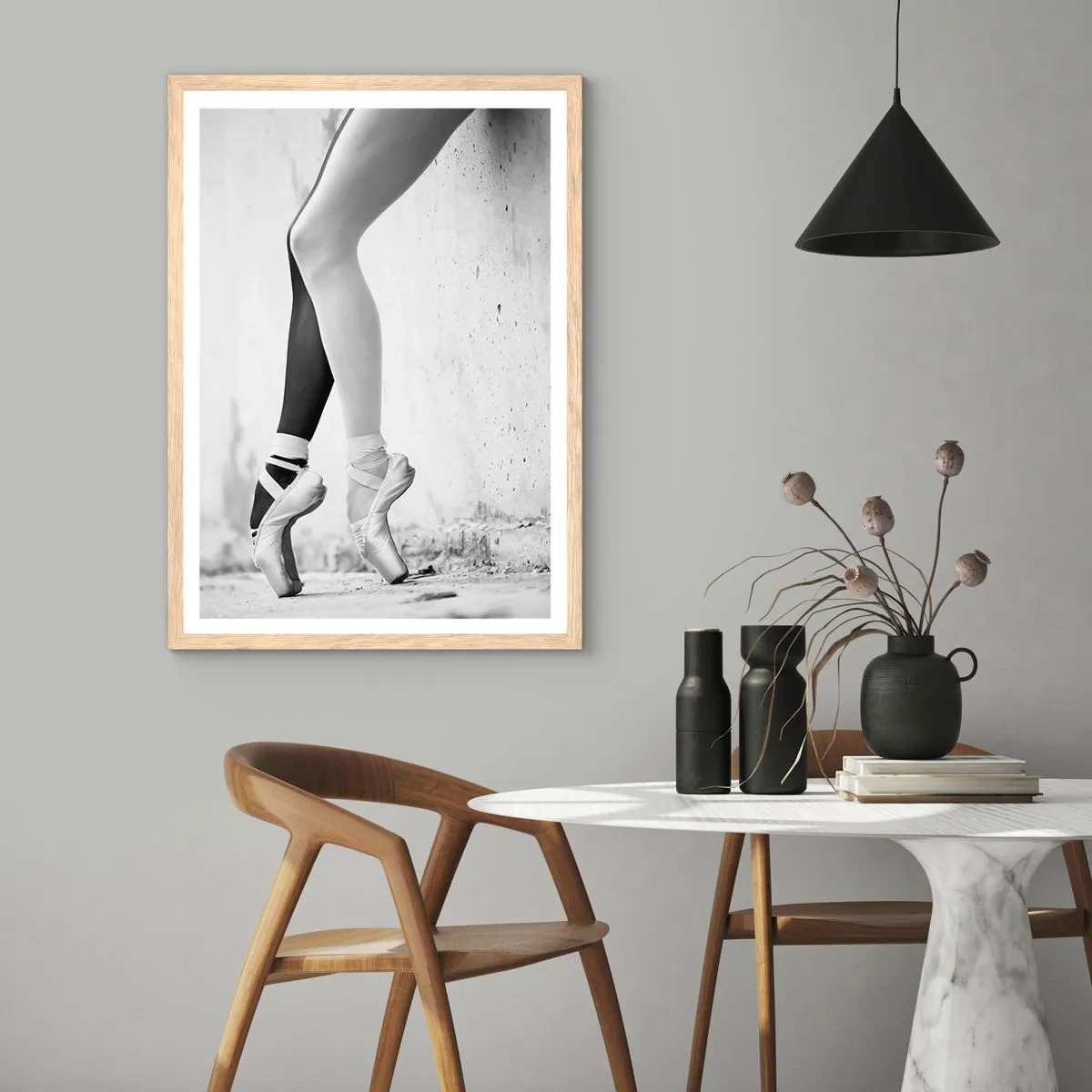 Poster in light oak frame - Ballerina, Voila! - 50x70 cm