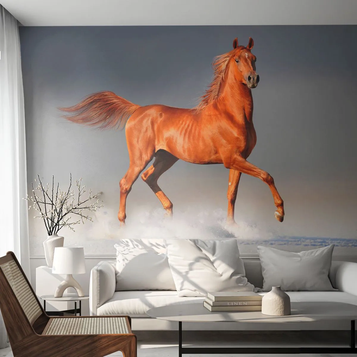 Self-Adhesive Photo Wallpaper Deluxe Sticker - Dancing Grace - Animals, Horse, Nature - 300x210 cm