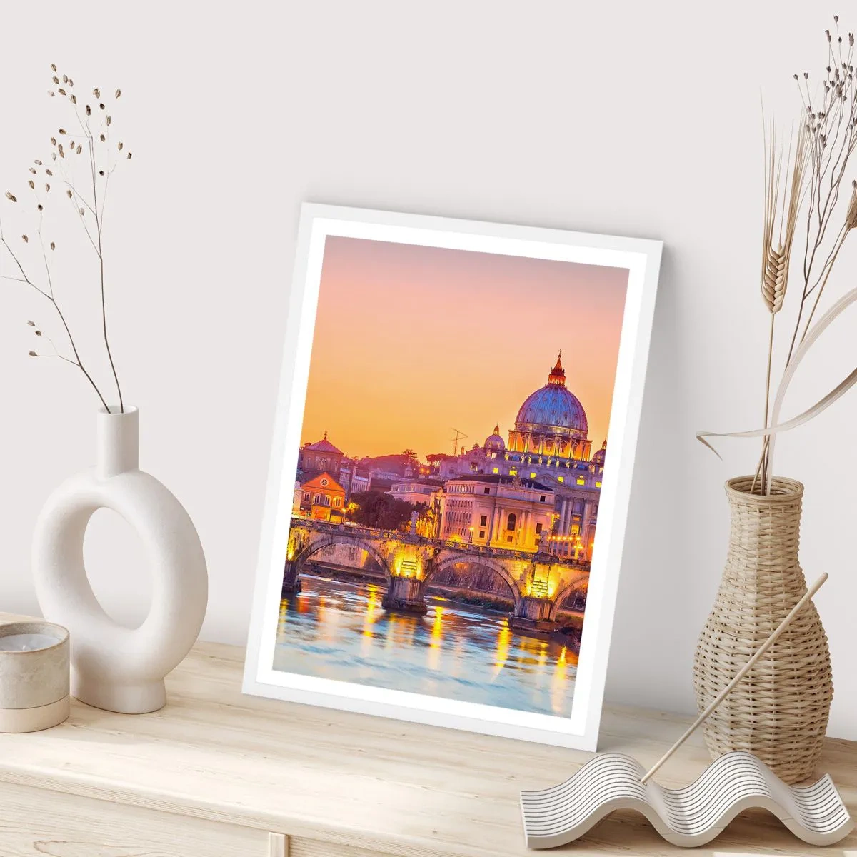 Poster in white frmae - Twilight over Eternal City - 50x70 cm