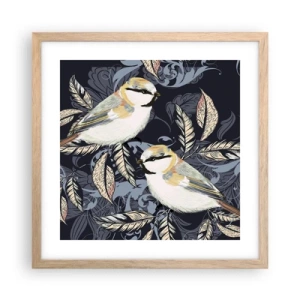 Poster in light oak frame - Blue and Yellow Chirp - 40x40 cm