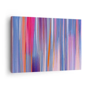Canvas picture - Abstract vertical lines in shades of blue and pink - 70x50cm - Like a Rainbow - Modern wall decoration for the living room and bedroom ARTTOR