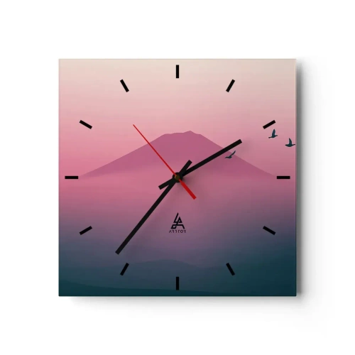 Wall clock - Clock on glass - Wanderers above Clouds - 30x30 cm