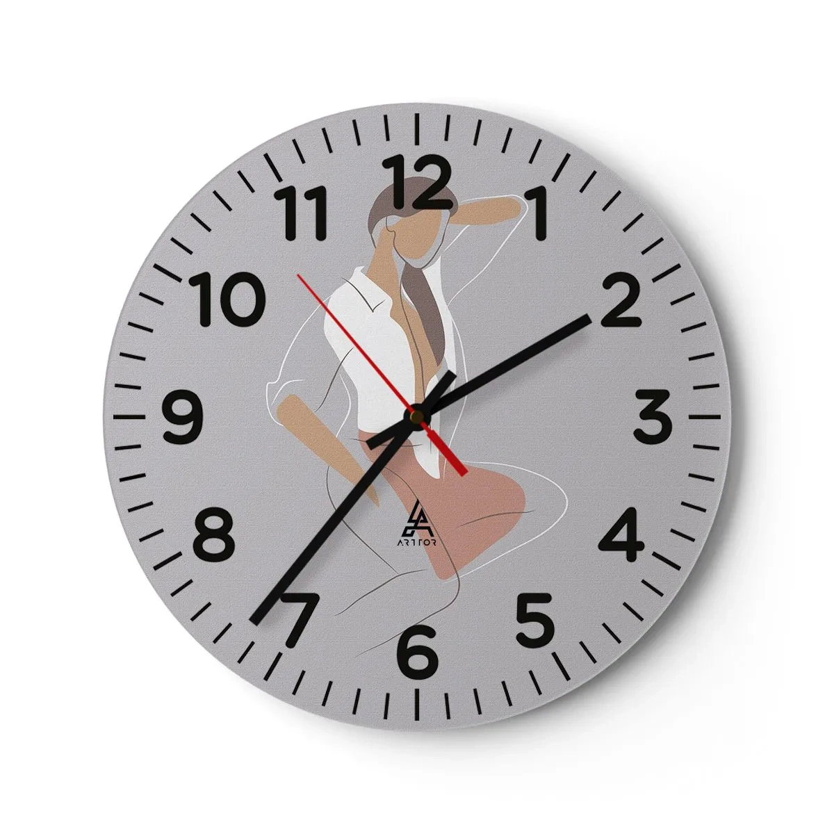 Wall clock - Clock on glass - Outline of Charm - 30x30 cm