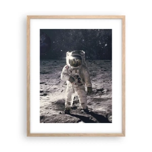 Poster in light oak frame - Greetings from the Moon - 40x50 cm