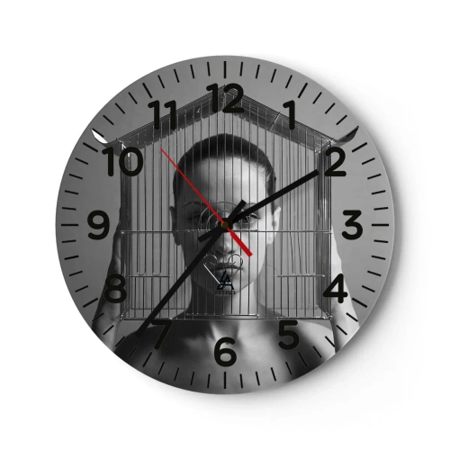 Wall clock - Clock on glass - A Bit Surrealistic Portrat - 30x30 cm