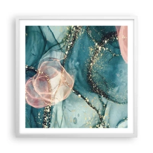 Poster in white frmae - Silm Blue, Tulle Pink - 60x60 cm