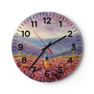 Wall clock - Clock on glass - In Lavendar World - 40x40 cm