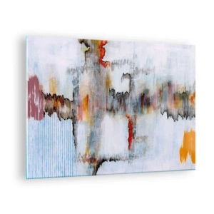 Glass picture - Abstract composition with energetic colors - 70x50cm - With a Stick on Water - Modern wall decoration for the living room and bedroom ARTTOR